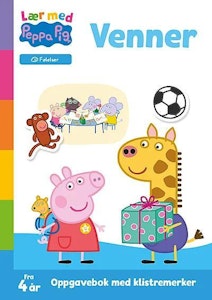 Lær med Peppa gris: Venner Oppgavebok med klistremerker, hardcover, Fra 4 år