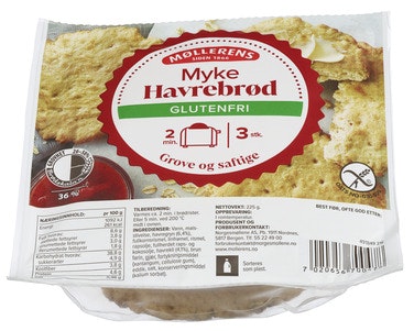 Bilde: © Møllerens / Oda Møllerens Myke Havrebrød Glutenfri, 225 g