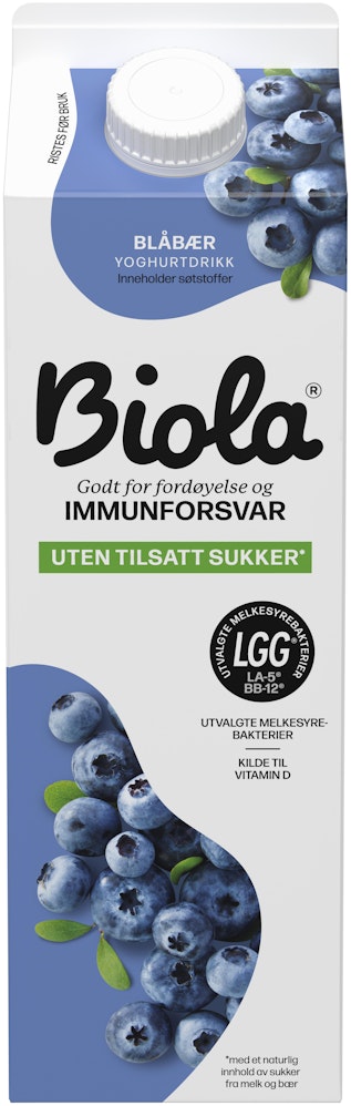 Tine Biola® yoghurtdrikk blåbær Uten Tilsatt Sukker