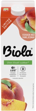 Bilde: © Tine / Oda Tine Biola Med Fersken og Vanilje UTEN Limited Edition, 1 l