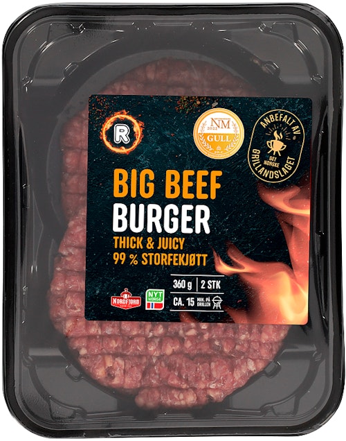 Nordfjord Big Beef Burger Thick & Juicy 99% Storfekjøtt