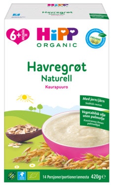 Bilde: © Hipp / Oda Hipp Havregrøt fra 6 mnd, 14 posjoner, 420 g