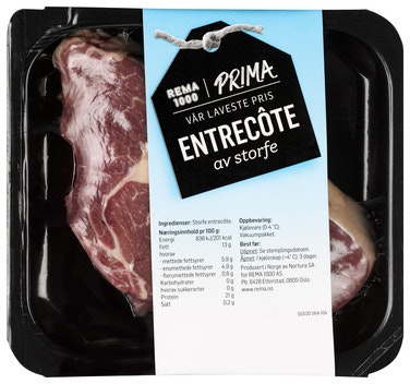 Bilde: © Prima / Oda Prima Entrecote av Storfe i Skiver Vår laveste pris