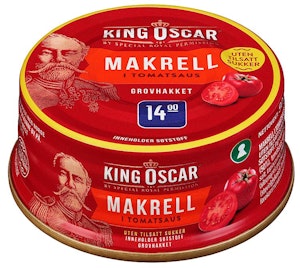 King Oscar Makrell i Tomatsaus Uten tilsatt sukker