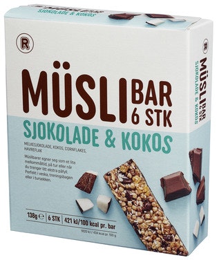 Bilde: © REMA 1000 / Oda REMA 1000 Müslibar Sjokolade og Kokos 6 stk