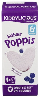 Bilde: © Kiddylicious / Oda Kiddylicious Blåbær Poppis Fra 6 mnd, 4x2stk