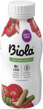 Bilde: © Tine / Oda Tine Biola Jordbær & Rabarbra Uten Tilsatt Sukker