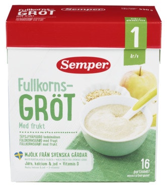 Bilde: © Semper / Oda Semper Fullkornsgrøt med Eple & Pære Fra 12 mnd