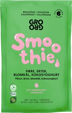 Bilde: © Gro Gro / Oda Gro Gro Smoothie med pære og erter Fra 6 mnd, Økologisk