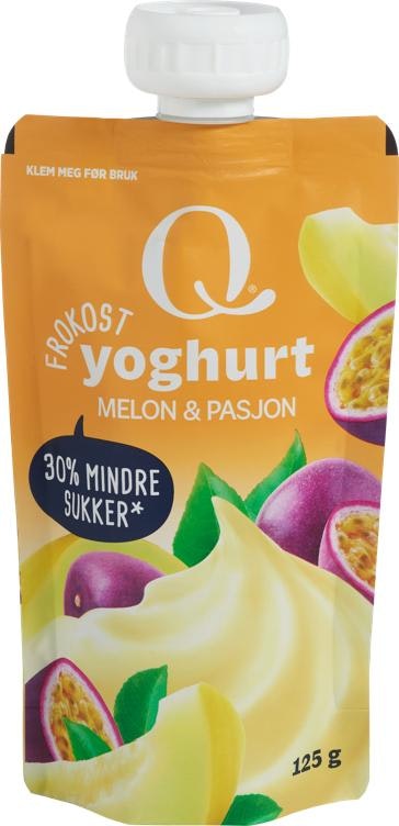 Q-meieriene Q Frokostyoghurt Melon & Pasjonsfrukt Porsjonspose