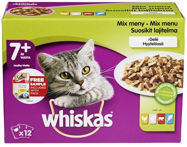 Bilde: © Whiskas / Oda Whiskas Fisk & Kjøtt i Gele 7+ 12x100g
