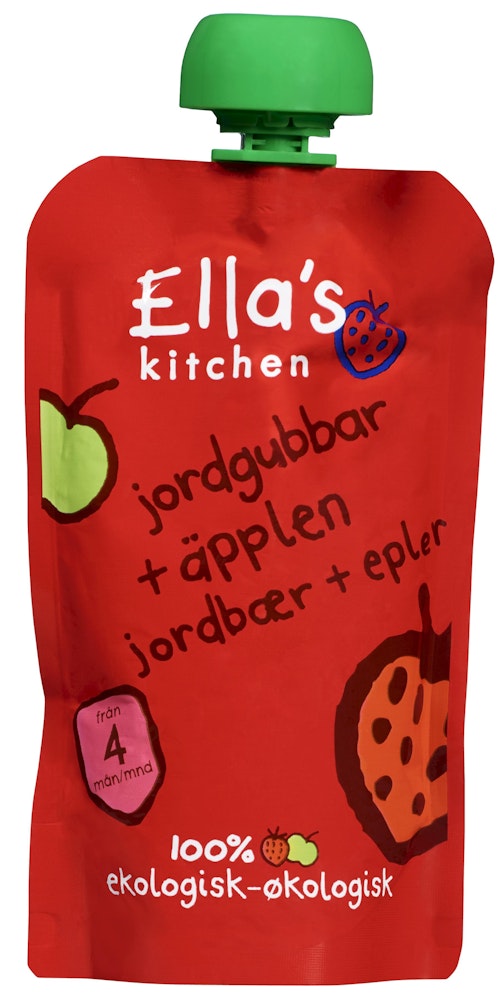 Ella's Kitchen Jordbær + Eple Fra 4 mnd, Økologisk