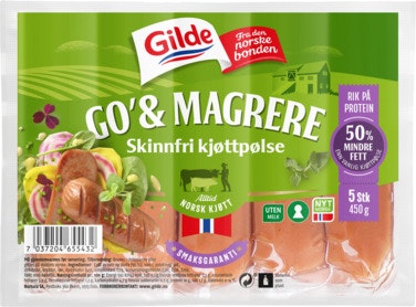 Bilde: © Gilde / Oda Gilde Røkt Kjøttpølse uten Skinn Go og Mager