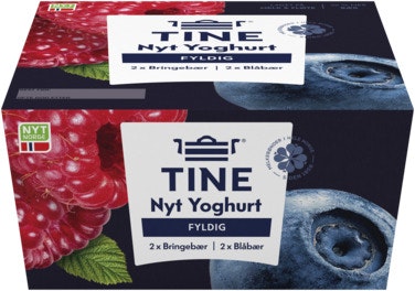 Bilde: © Tine / Oda Tine Yoghurt Blåbær & Bringebær 4x125g