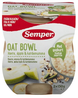 Semper Oat Bowl med Havre, Eple & Kardemomme Fra 8 mnd, 2x130gr