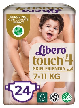 Libero Touch Åpen Bleie Str. 4, 7-11kg, 24 stk