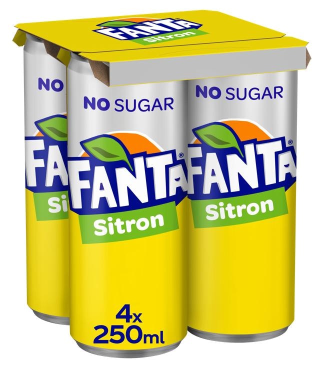 Fanta Sitron uten sukker 4x0,25l, 250 ml