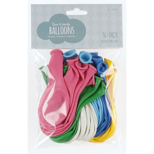 Clas Ohlson Ballonger, blandede farger 36stk