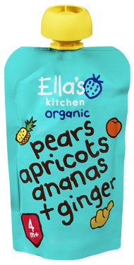 Bilde: © Ella's Kitchen / Oda Ella's Kitchen Pære, Aprikos, Ananas + Ingefær Fra 4 mnd, Økologisk