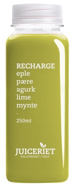 Juiceriet Recharge Eple, Pære, Agurk, Lime & Mynte, 250 ml
