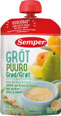 Bilde: © Semper / Oda Semper Grøt med Pære & Aprikos Fra 6 mnd