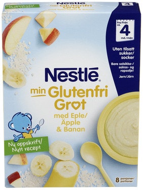 Bilde: © Nestlé / Oda Nestlé Min Glutenfri Grøt med Eple & Banan Fra 4 mnd