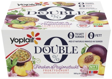Bilde: © Yoplait / Oda Yoplait Yoplait Double 0% Fersken&Pasjon, 4x125g