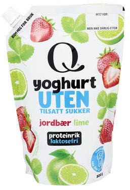 Q-meieriene Q Yoghurt Jordbær & Lime Uten tilsatt sukker