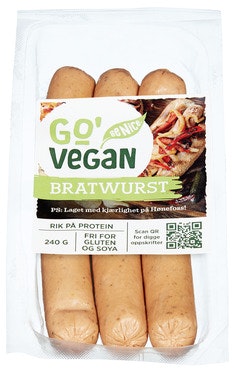 Bilde: © Go’Vegan / Oda Go’Vegan Plantebasert Bratwurst
