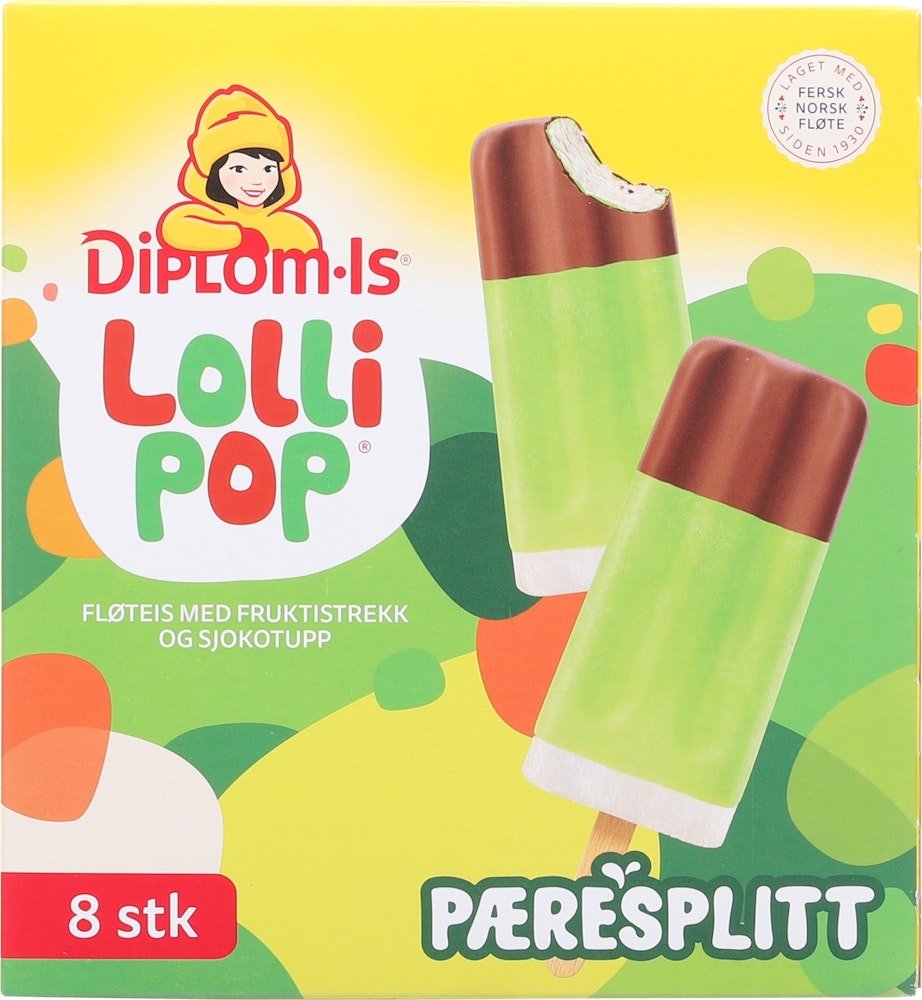 Diplom-is Lollipop Pæresplitt 8 stk