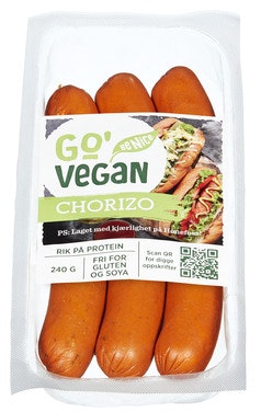 Bilde: © Go’Vegan / Oda Go’Vegan Plantebasert Chorizo 3stk