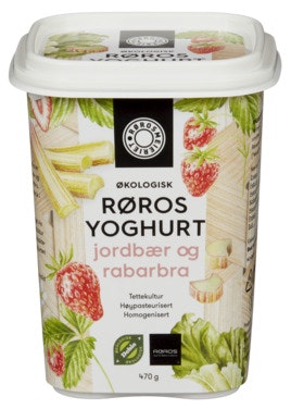 Bilde: © Rørosmeieriet / Oda Rørosmeieriet Økologisk Røros Yoghurt Med Jordbær & Rabarbra