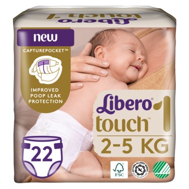 Libero Touch Åpen Bleie Str. 1, 2-5kg