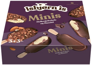 Isbjørn Is Minis Melkesjokolade og Mandel 6 stk