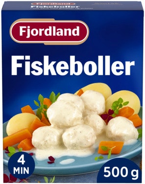 Fjordland Fiskeboller i Hvit Saus Med gulrøtter og poteter