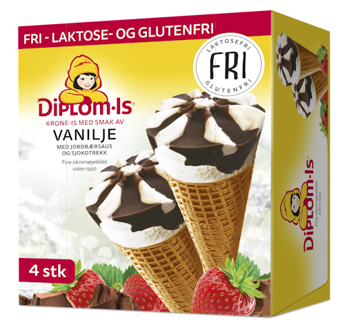 Bilde: © Diplom-Is / Oda Diplom-Is Krone-Is Sjokolade & Jordbær FRI 4 stk