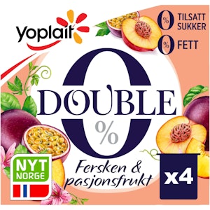 Yoplait Double 0% Fersken&Pasjon, 4x125g