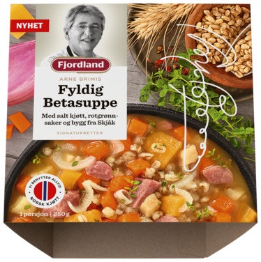 Bilde: © Fjordland / Oda Fjordland Brimis Fyldig Betasuppe Med salt kjøtt, rotgrønnsaker og bygg fra Skjåk