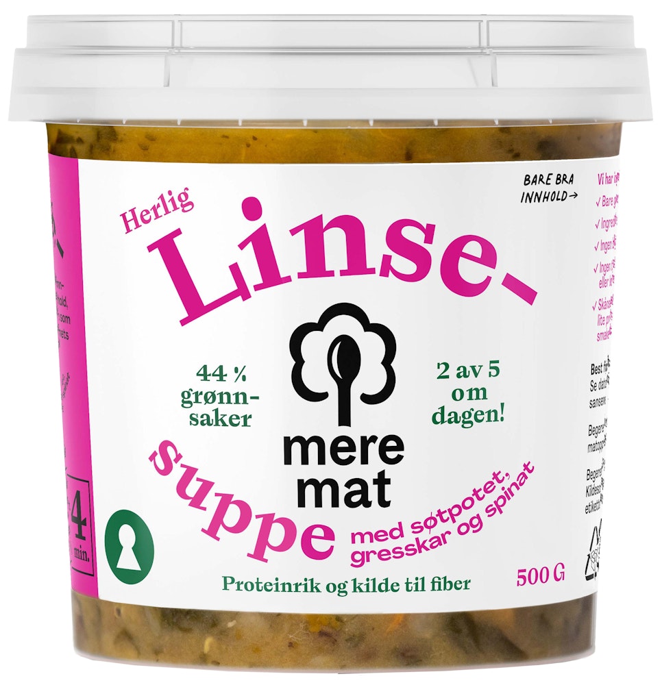 Mere Mat Suppe med Linser, Søtpotet, Gresskar og Spinat