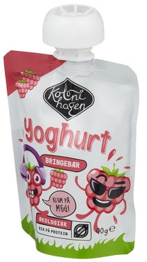 Bilde: © Kolonihagen / Oda Kolonihagen Yoghurt Bringebær Klemmepose Økologisk