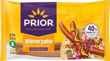Bilde: © Prior / Oda Prior Wienerpølse Kylling & kalkun 8 Stk