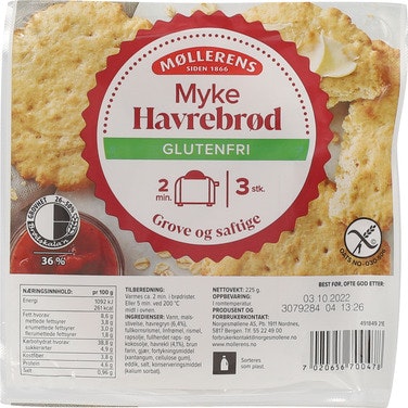 Bilde: © Møllerens / Oda Møllerens Myke Havrebrød Glutenfri