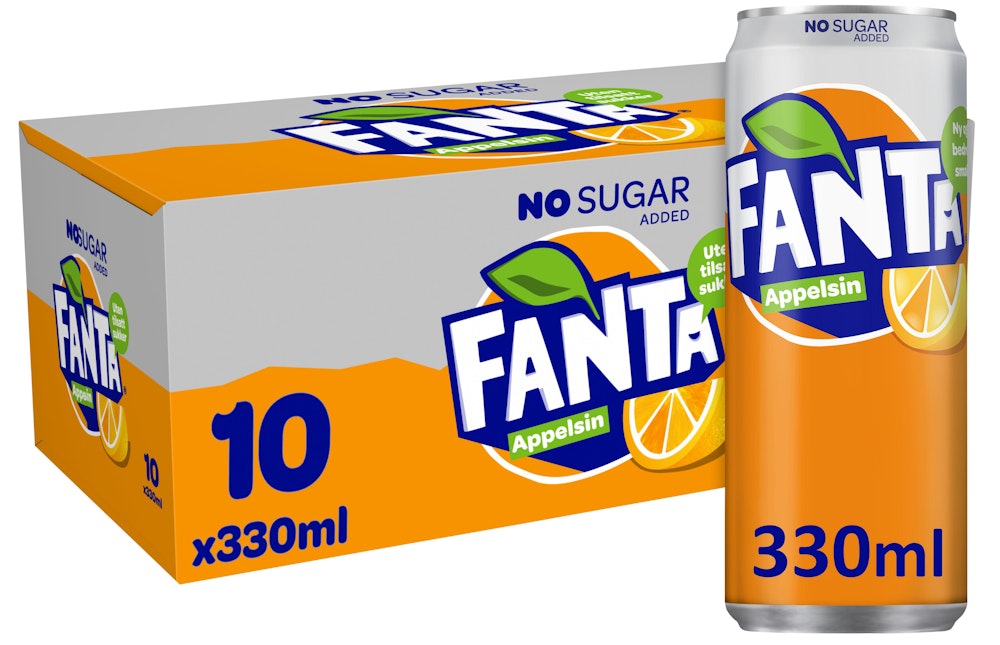 Fanta Orange No Sugar 10 x 0,33l, 3,3 l