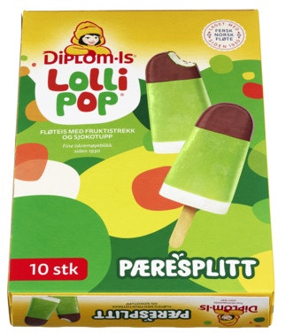 Diplom-Is Lollipop Pæresplitt 10 stk