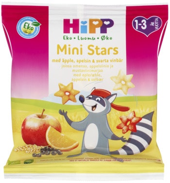 Hipp Mini-Stars med Eple, Appelsin og Solbær Fra 1-3 år