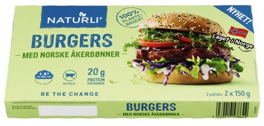 Bilde: © Naturli / Oda Naturli Naturli' Burger m/erter 2 stk