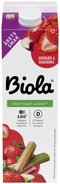 Bilde: © Tine / Oda Tine Biola Jordbær & Rabarbra Uten Tilsatt Sukker