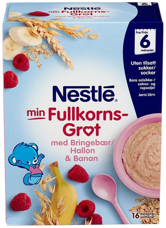 Nestlé Min Fullkornsgrøt med Bringebær & Banan Fra 6 mnd