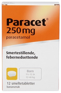 Paracet Smeltetabletter 250mg, 12 stk