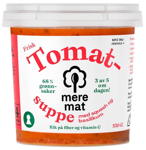 Mere Mat Suppe med Tomat, Squash og Basilikum